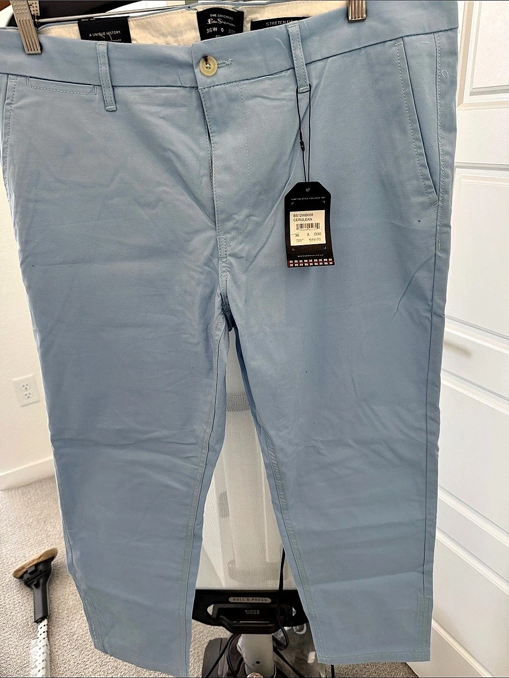 Ben Sherman Slim Fit Stretch Chino Pants Blue Waist 36 x 30
